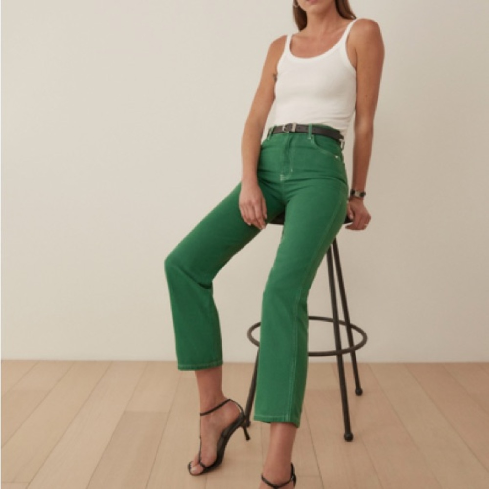 Reformation Cowboy High-Rise Straight Jeans in Grass